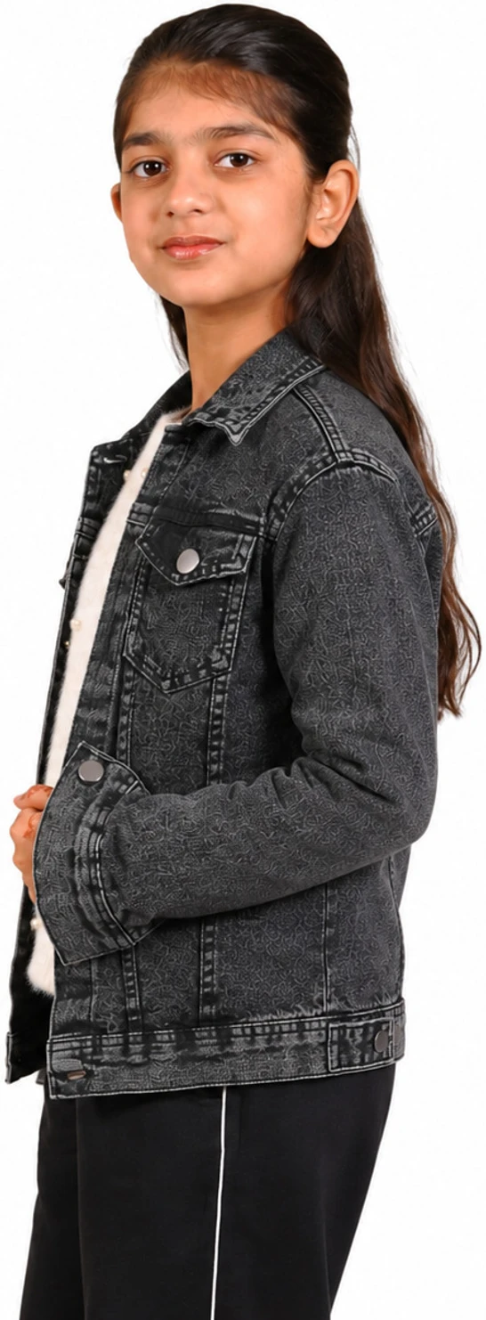 MALIKASONS Boys & Girls Solid Denim Jacket - Image 3