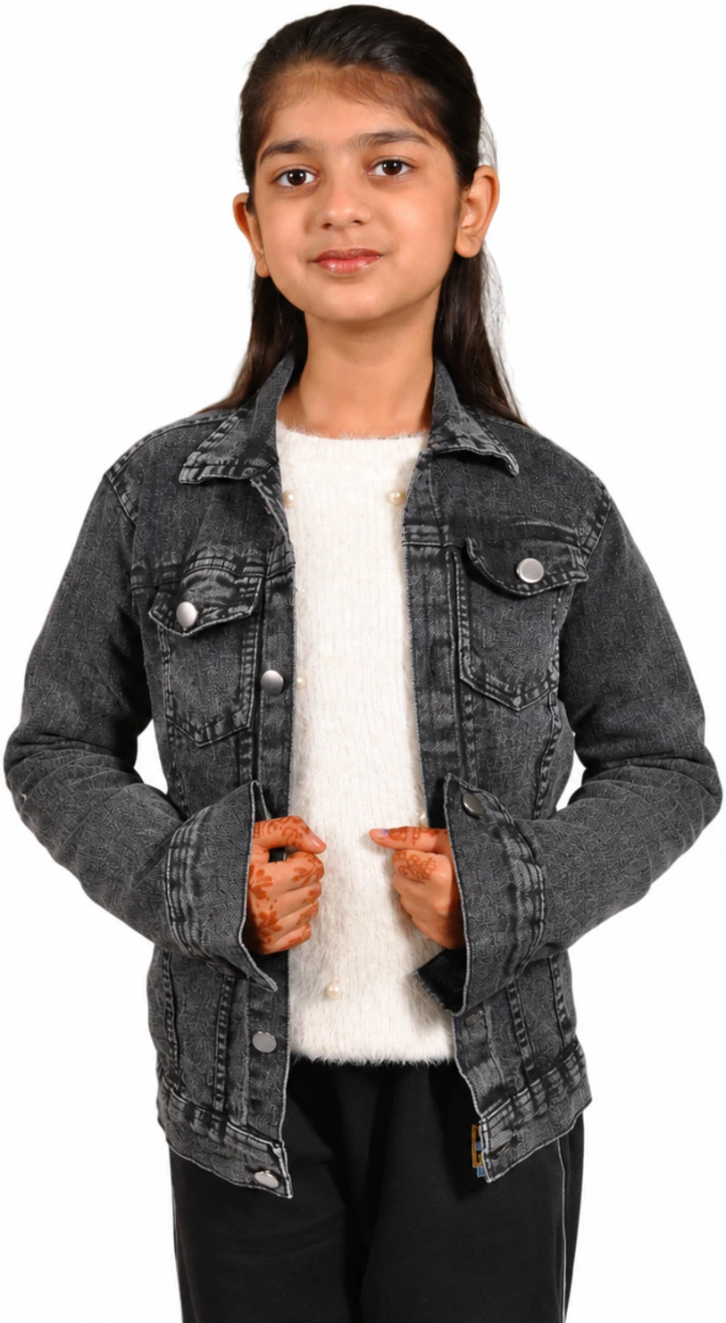 MALIKASONS Boys & Girls Solid Denim Jacket
