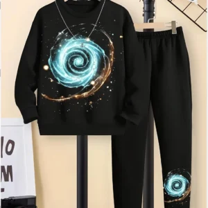 FastColors Boys Casual T-shirt Track Pants (80001-BLACK)