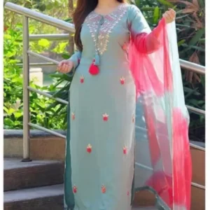 ruby fashion Women Viscose Rayon Kurta Pant Dupatta Set