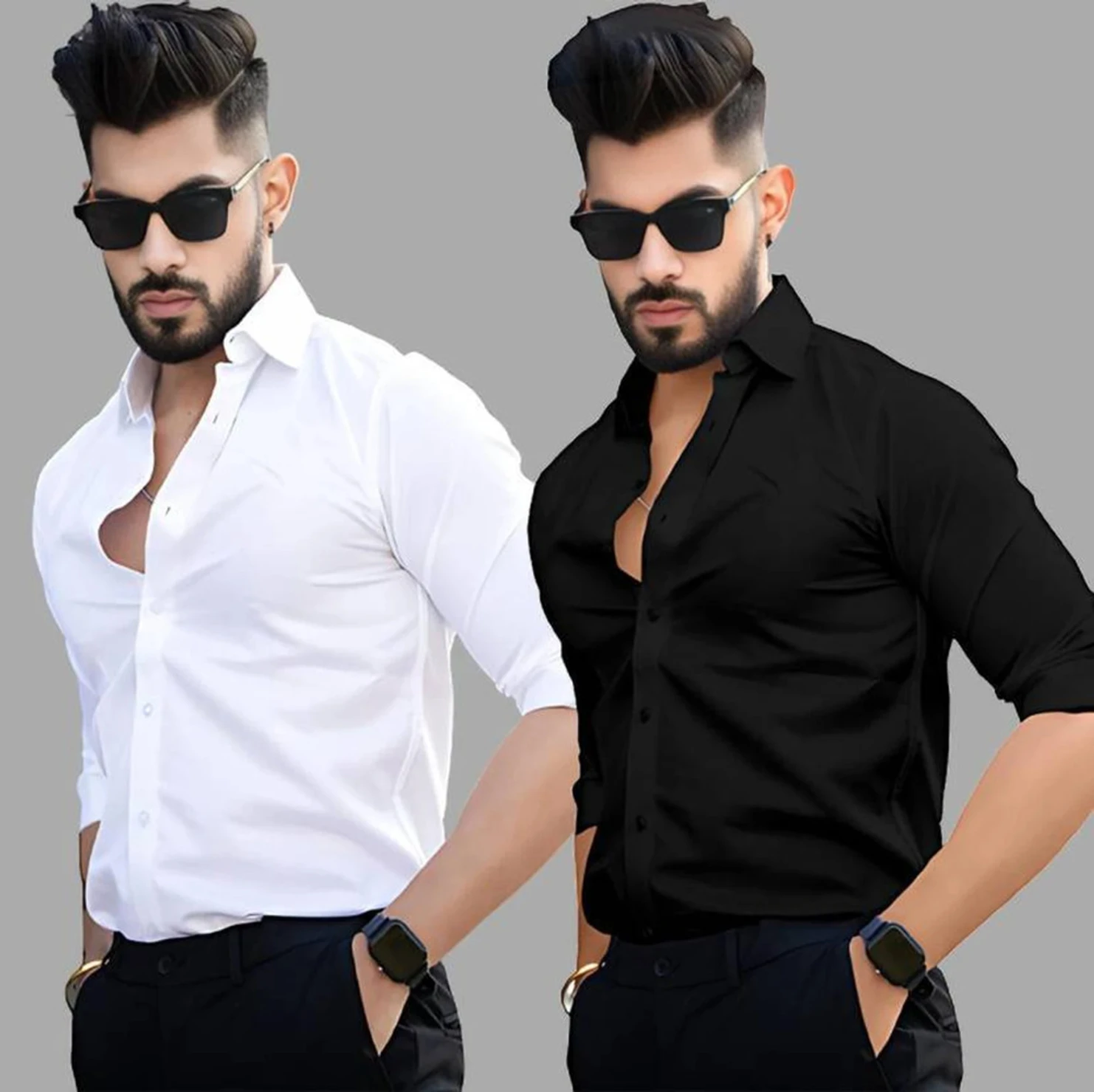youth first Men Regular Fit Solid Spread Collar Casual Shirt