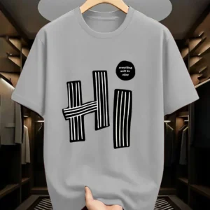 Twenty2Creation Men Printed Round Neck Cotton Blend Grey T-Shirt