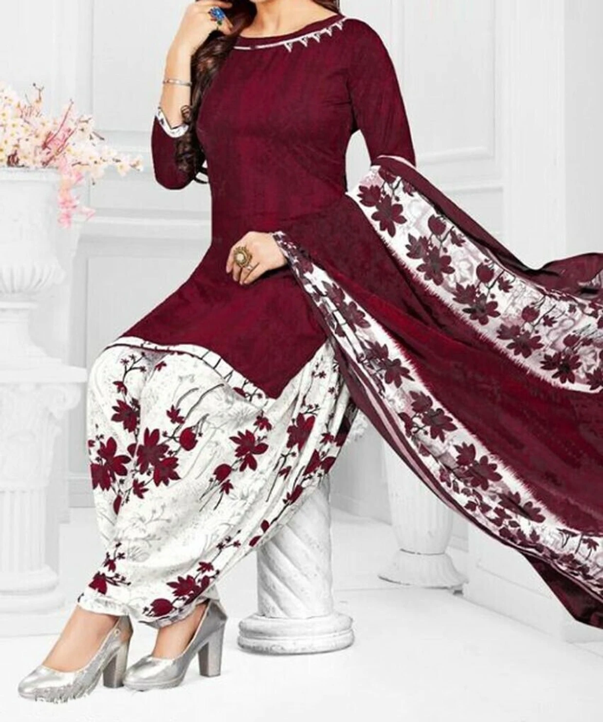 Sebastian Unstitched Crepe Salwar Suit Material Printed